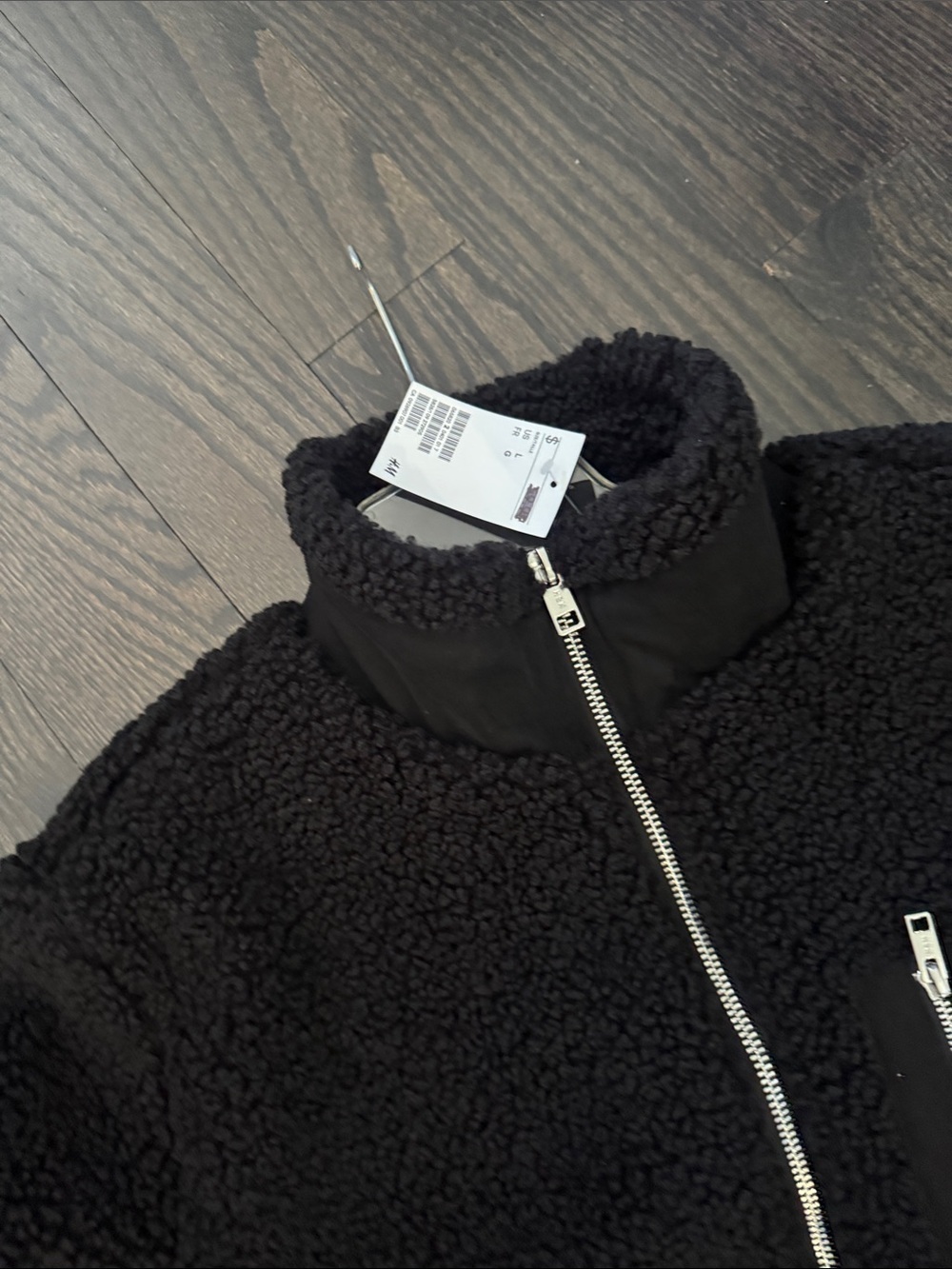 Unisex H&M Black Teddy Sherpa fuzzy fleece Zip Jacket with Chest Pocket - Picture 8 of 16